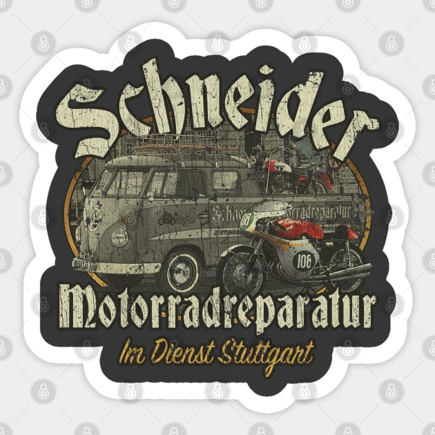 Schneider Motorradreparatur 1959 Sticker by JCD666